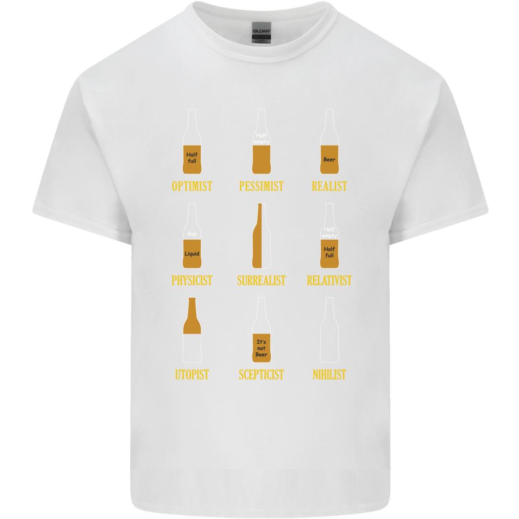 Optimism Pessimism Beer Alcohol Funny Unisexs Light Cotton TShirt