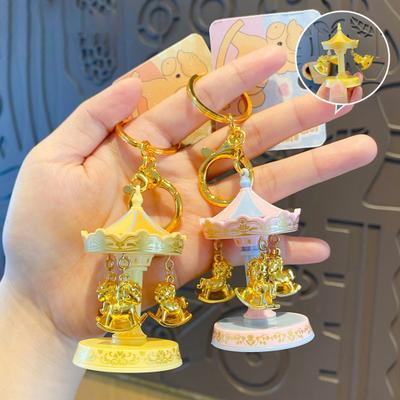 Keychain Portable Lightweight Compact Key Chain with Rotating Glitter Horse Pendant Keys Backpack Phone Decoration Stress Relief Gift