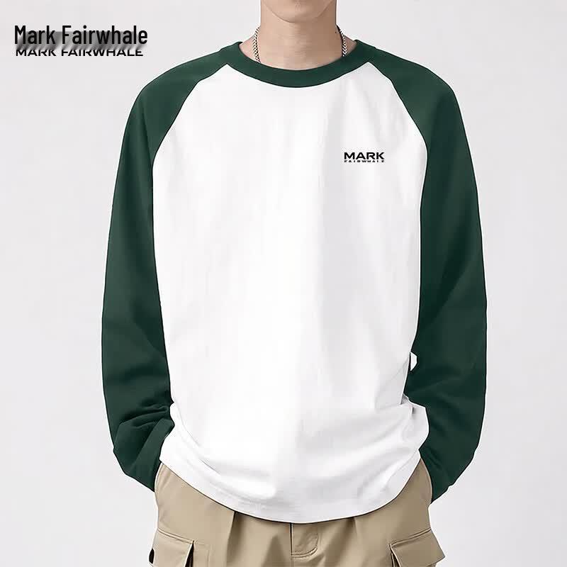 Mark Fairwhale Men's Color-Block Pure Cotton Long-Sleeve T-Shirt