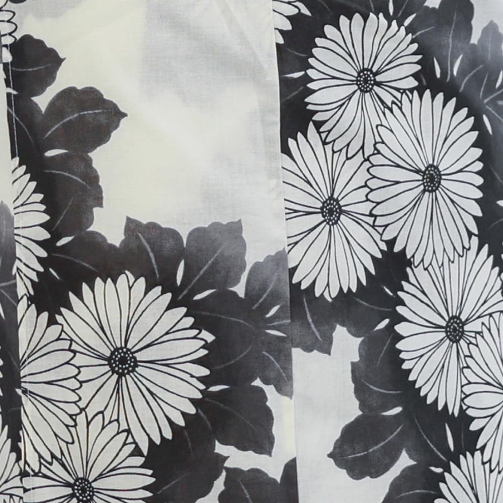 Kyoto Kimono Yuzen Women's Yukata Set (2-Piece Set) with Obi, Floral Print, White, Modern, Purple, and Chrysanthemum Design