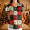 Women's Christmas Print V-Neck Short Sleeve Uniform with Pockets Loose Fit