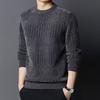 Men Thickened Sweater Casual Round Neck Long-sleeve Knitted Top Warm Pullover Knitwear for Autumn Winter Work Street
