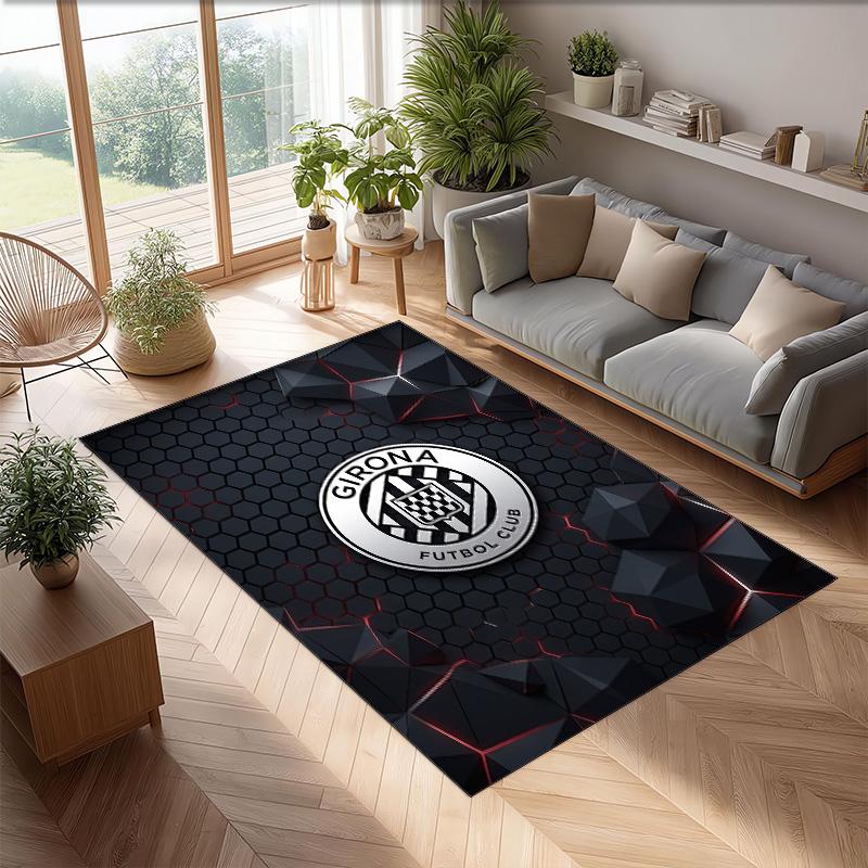 Tappeto Morbido Antiscivolo per Interni con Motivo Calcio Girona FC Tappetino Decorativo Sportivo per Camera da Letto
