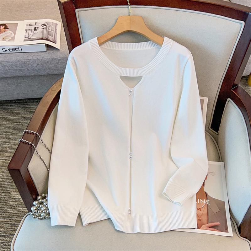 Plus Size Women's Knit Pullover Sweater, Bust 150/160 Cm, Loose Fit for 200-350 Jin, Style 8028