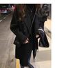 Women's Petite Mid-Length Thickened Black Wool Coat – Versatile, High-End Feel for Autumn & Winter