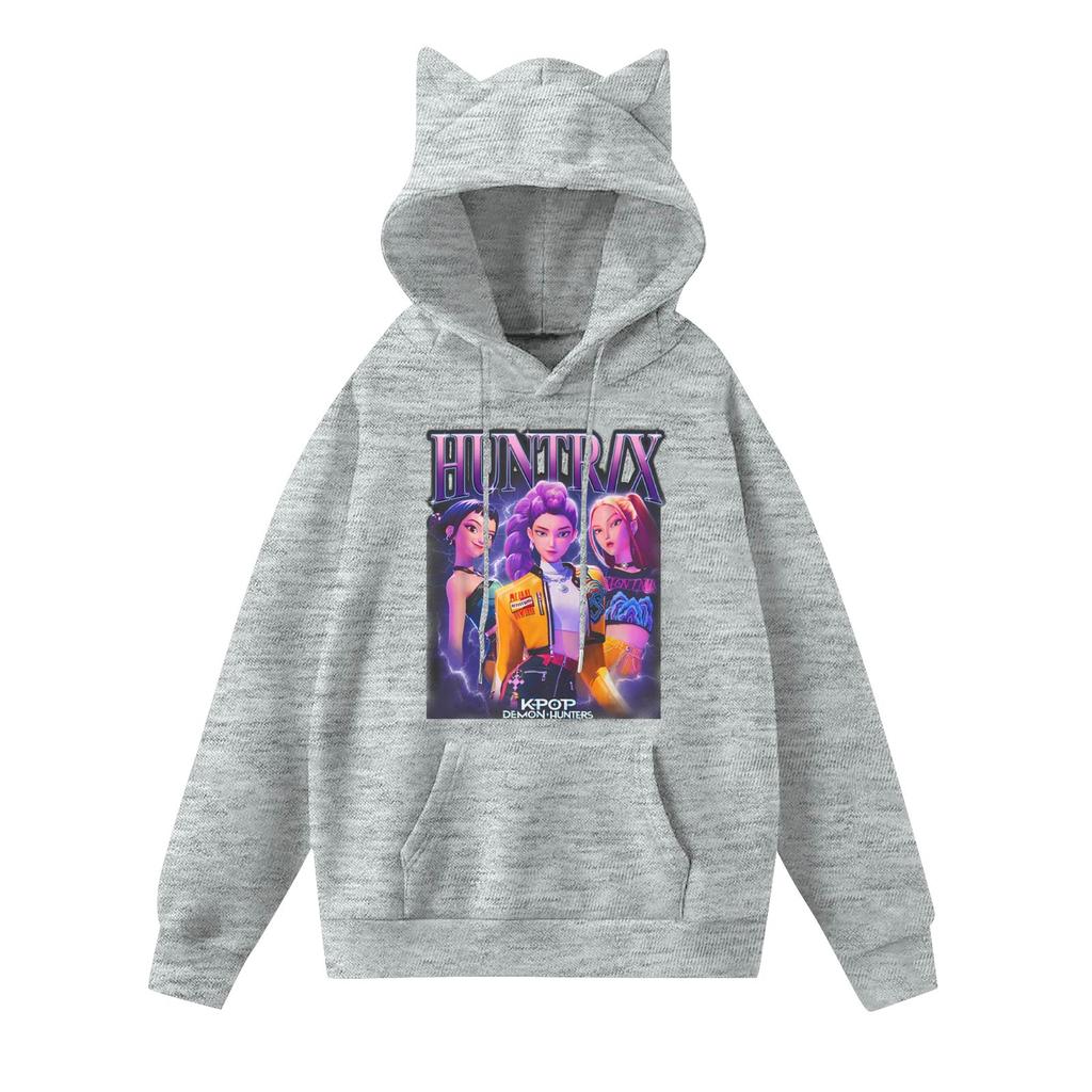 Ladies Fashion Casual Long Sleeve Printed Round Neck Hoodie Pullover Top With Pockets