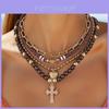 Gothic Style Cross Necklace For Women With Zinc Alloy Geometric Pendant And Chain For Casual Wear