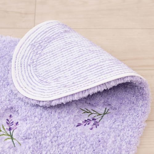 Senko S.D.S Sweet Lavender Toilet Fabric Toilet Mat, Approximately 80 x 60 cm, Long Size, Lavender Floral Pattern, 15708