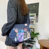 New Japanese niche pain bag sweet cool style two-dimensional denim middle school student transparent shoulder bag retro mailman bag