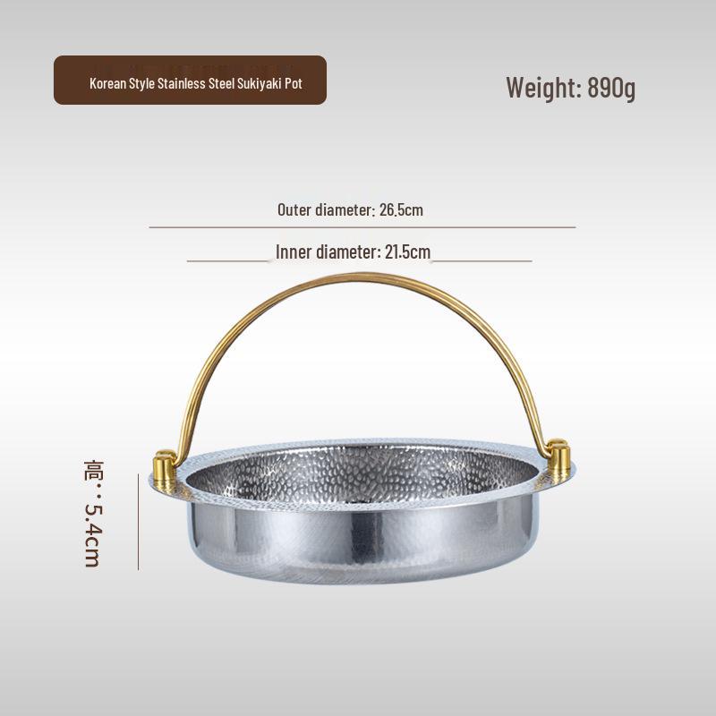 

Stainless Steel Snowflake Sukiyaki Pot with Hammered Texture and Clear Soup Handle 22CM