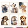 Smiling Elephant Zebra Monkey Tiger Giraffe Posters Children's Canvas Painting Wall Painting with Print Painting for Children's Room Decor