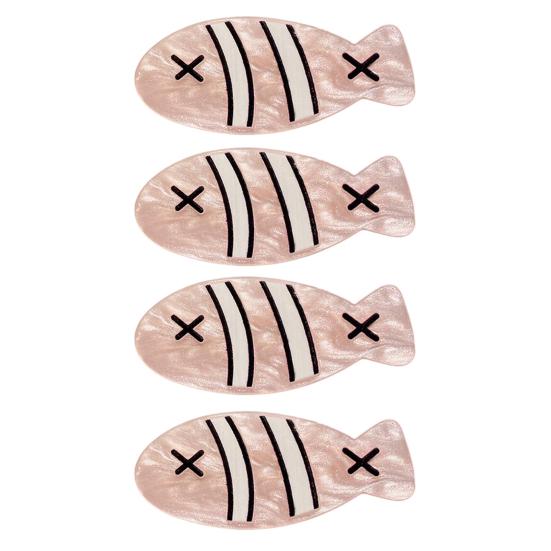 4Pcs Girl Hairpin Macaron Color Ocean Fish Shape Acrylic Hair Clips Smooth Rounded Edges Daily Styling Hair Accessory