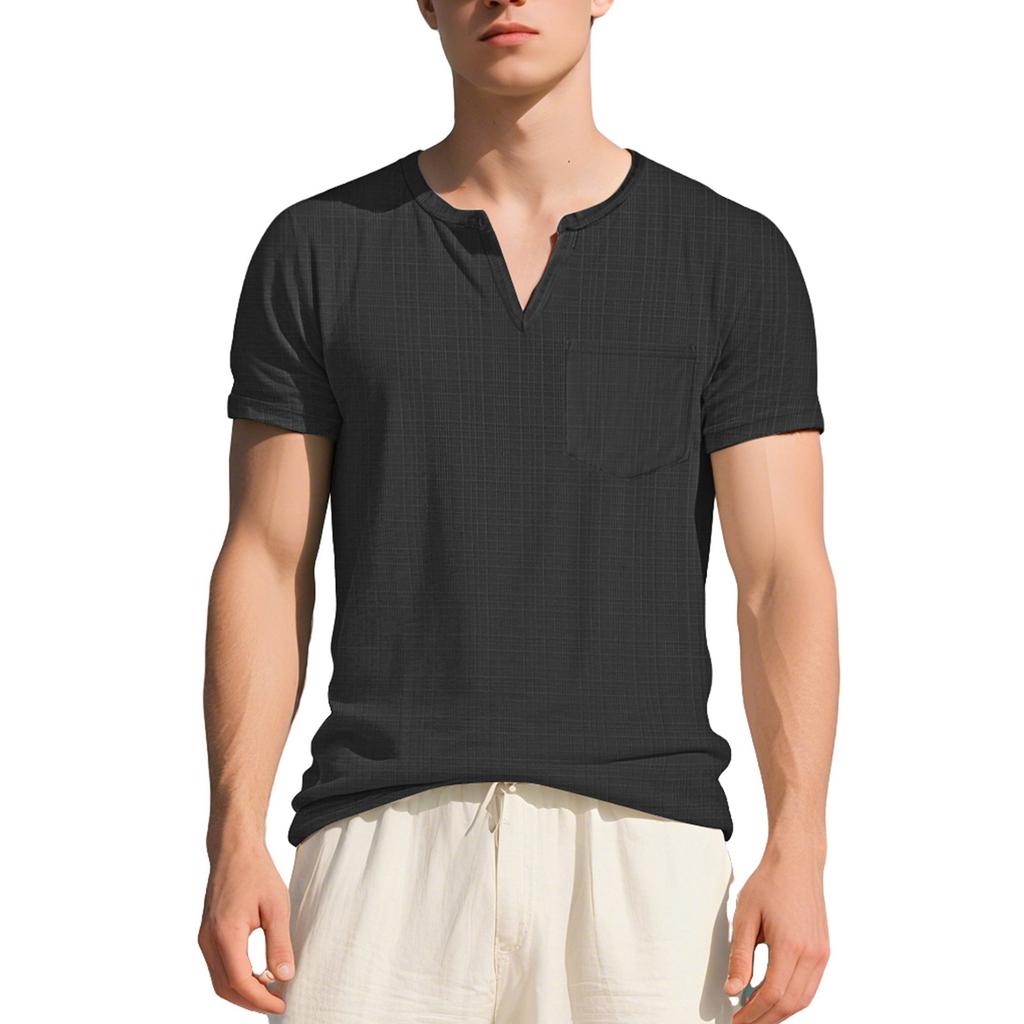 Men's Imitation Leather Collar Breathable And Fitted Oversized Short Sleeve