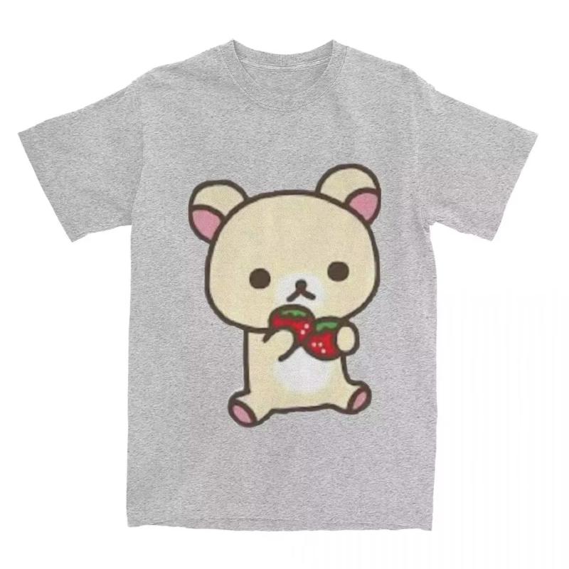 

Leisure Rilakkuma Strawberries TShirts Women and Unisex Round CollarT Shirts Animal Bear Short Sleeve Tees Women Tops L
