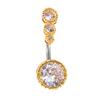 Women 4 Cubic Zirconia Inlaid Barbell Navel Belly Button Ring Piercing Jewelry