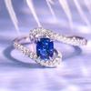 Huitan Wunderschöne Blaue Zirkonia Damenringe Neuartiges Design Hochzeits-Verlobungsband Accessoires Luxus CZ Neuer Trendiger Schmuck