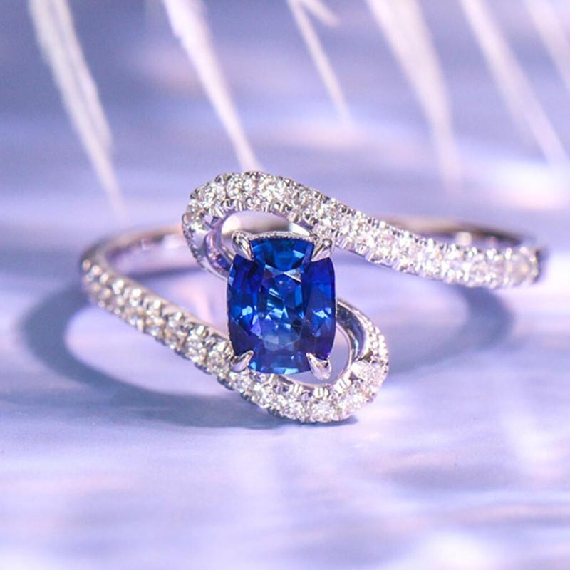 Huitan Gorgeous Blue Cubic Zirconia Women Rings Novel Design Wedding Engagement Band Accessories Luxury CZ New Trendy Jewelry