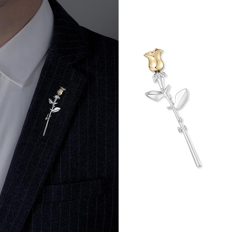 Gold Rose Anstecknadeln Für Damen Unisex Elegante Blume Metallbrosche Bankett Schmuck Geschenke