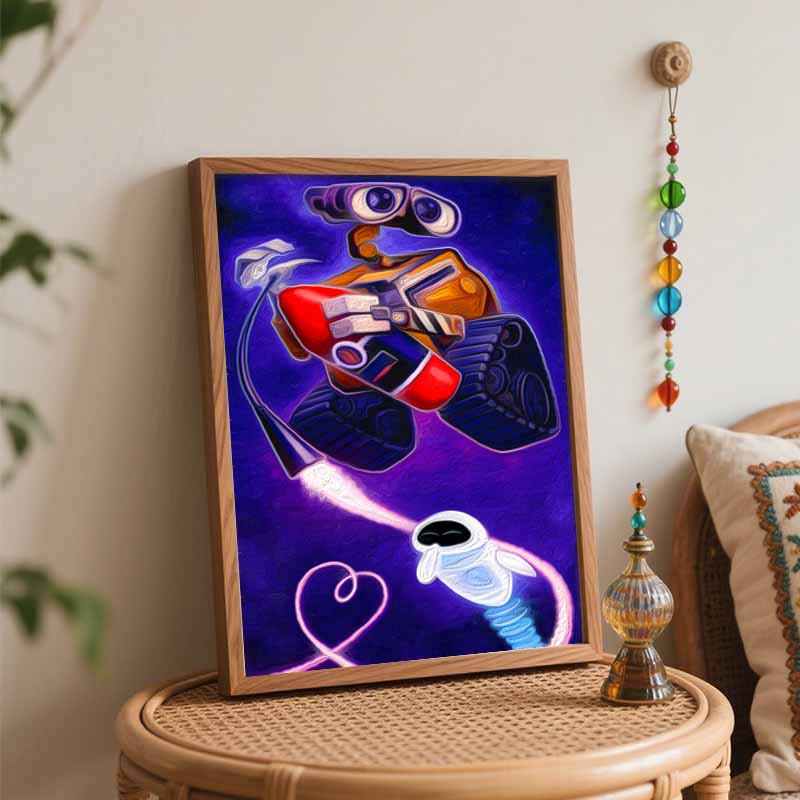 Disney Oil Painting Painting Art WALLE and EVE Space Galaxy Handmade Diy Painting Home Decoration Gift