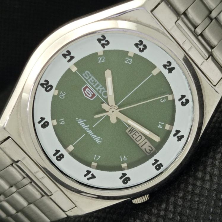 

USED VINTAGE SEIKO 5 AUTO 7009A JAPAN MENS D/D GREEN WATCH 608g-a316317-9 SKU608g-a316317