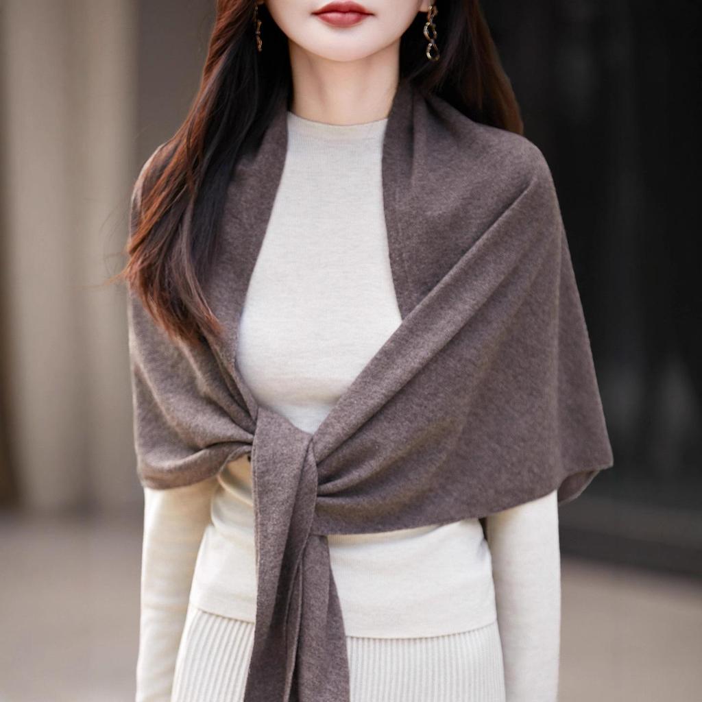 Elegant Knit Scarf Sweater: Women's Korean Style Warm Triangle Shawl for Autumn/Winter