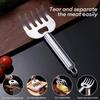 1/2Pcs Stainless Steel Meat Cutter Finger Protector Kitchen Meat Fork Wooden Handle Long Handle Claws Bbq Barbecue Grill Tool