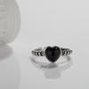 Vintage Thai Silber Herzförmiger Bunter Schatzring S925 Sterlingsilber Eingelegt Mit Natürlichem Schwarzem Achat Liebe Einfacher Ring Für Frauen