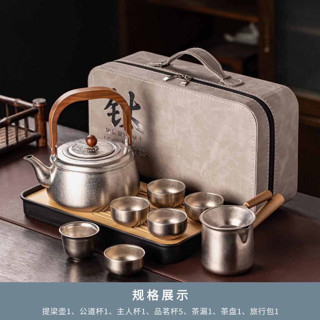 Pure titanium tea set, camping portable kung fu travel tea set, a complete set of housewarming gifts for elders and leaders