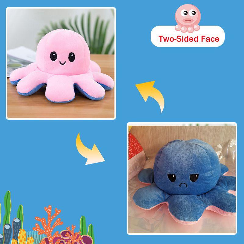 Adorable Double-sided Flip Reversible Octopus Plush Toy In Soft And Lifelike Style