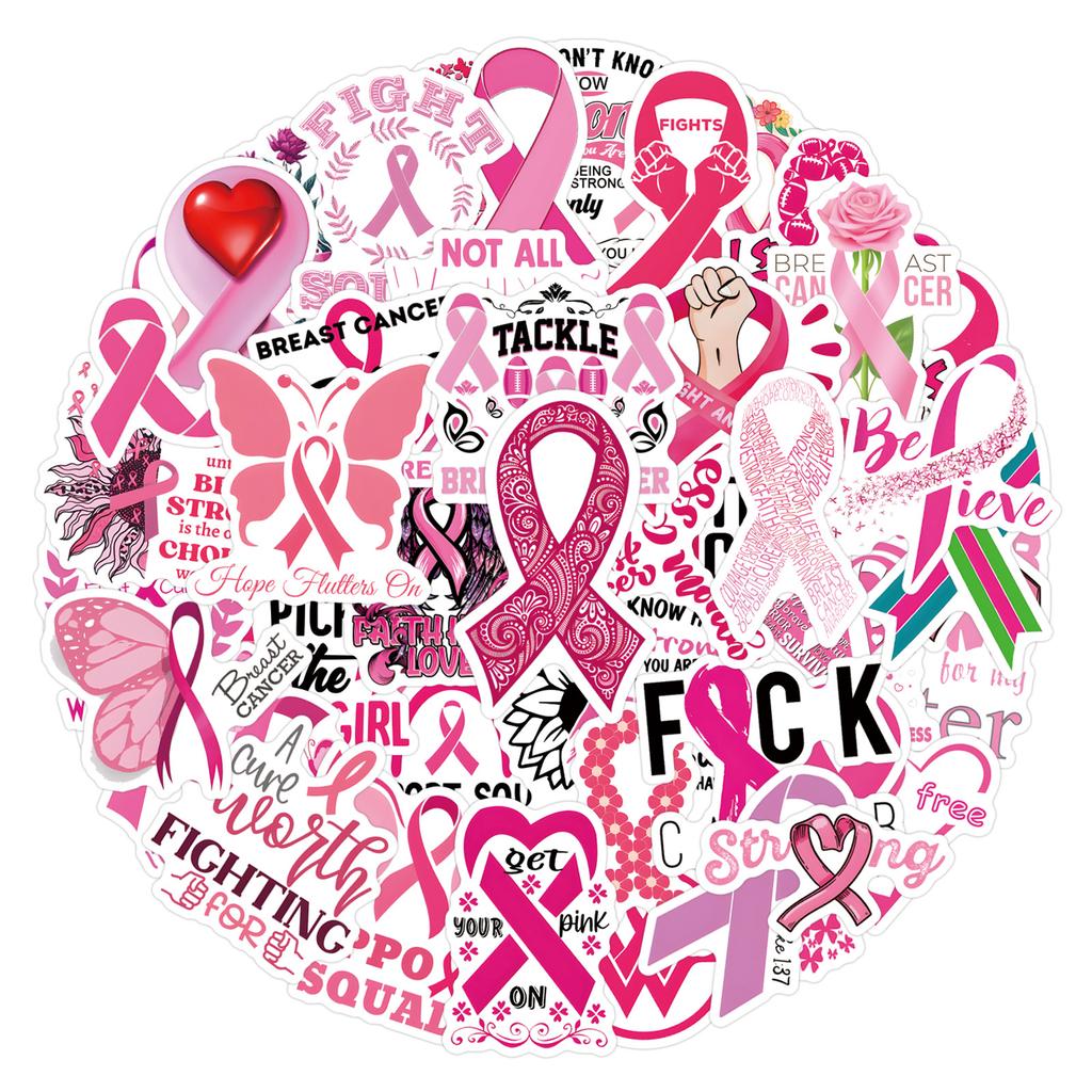 55 New Breast Cancer Graffiti Stickers Decorate Notebook Suitcase Mobile Phone DIY Stickers