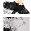 Summer New Arrival Black White Lace Chiffon Patchwork Slim-Fit Long Dress for Women Fashionable Short Sleeve Pleated Midi Dress