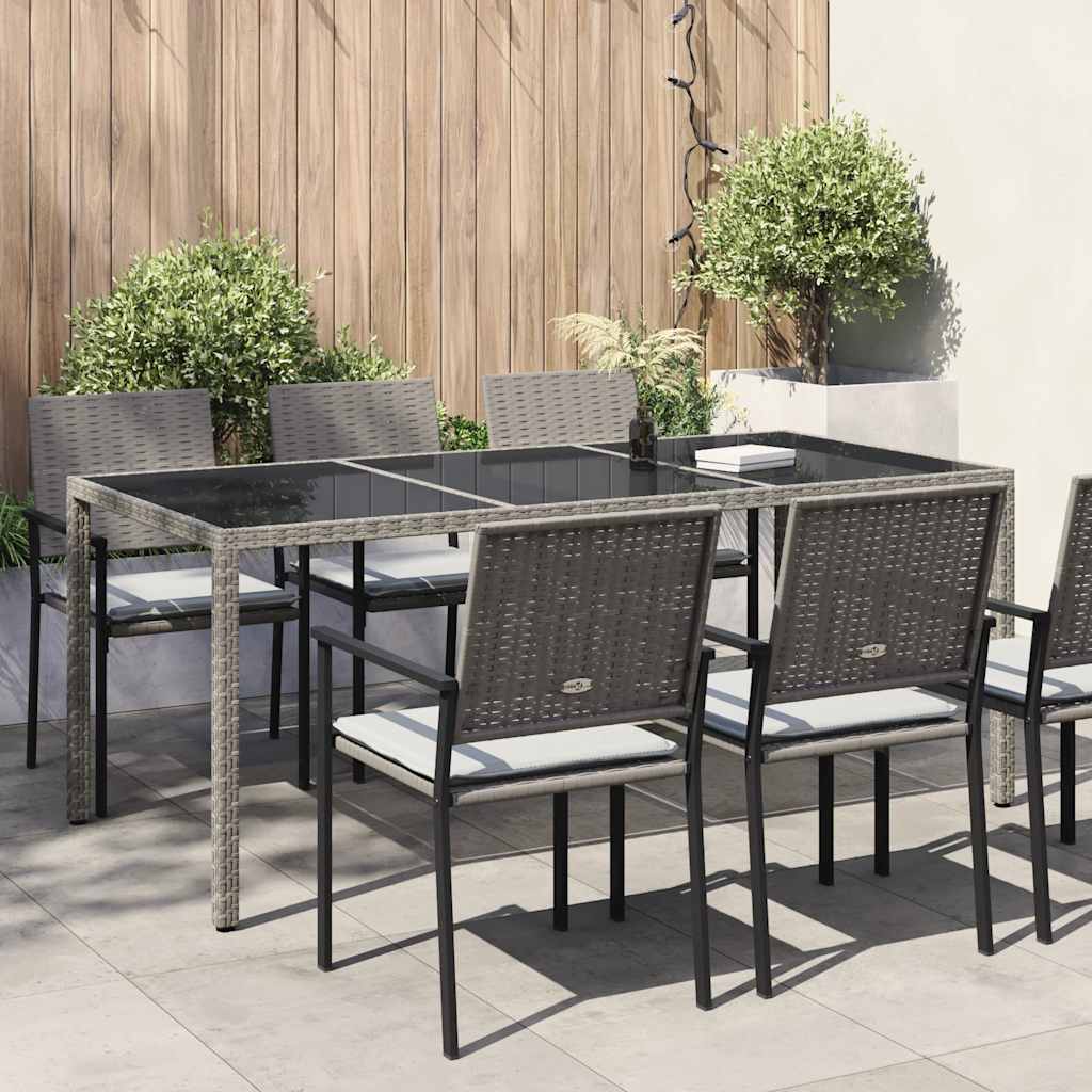 Vidaxl Stół Ogrodowy, Szary, 190X90X75 Cm, Szkło I Rattan Pe