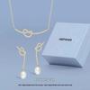 HEFANG Love Heart Clavicle Chain & Pearl Earring Set - Elegant Luxury Fashion Design