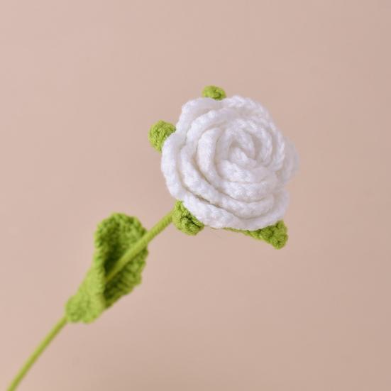 Simulated Flowers Handmade Scented Crochet Fake Flower with Steel Wire