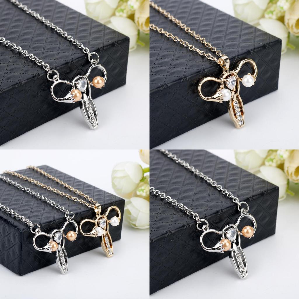 Trendy Uterine Modeling Pendant Necklace With Electroplated Alloy Chain For Women And Men