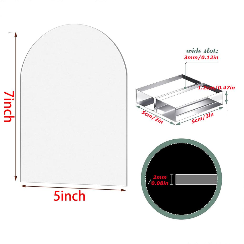 Arched Acrylic Signs with Stand Blank Clear/Frost Acrylic Table Number With Stand, DIY Wedding Decoration Menu Bar List Sign