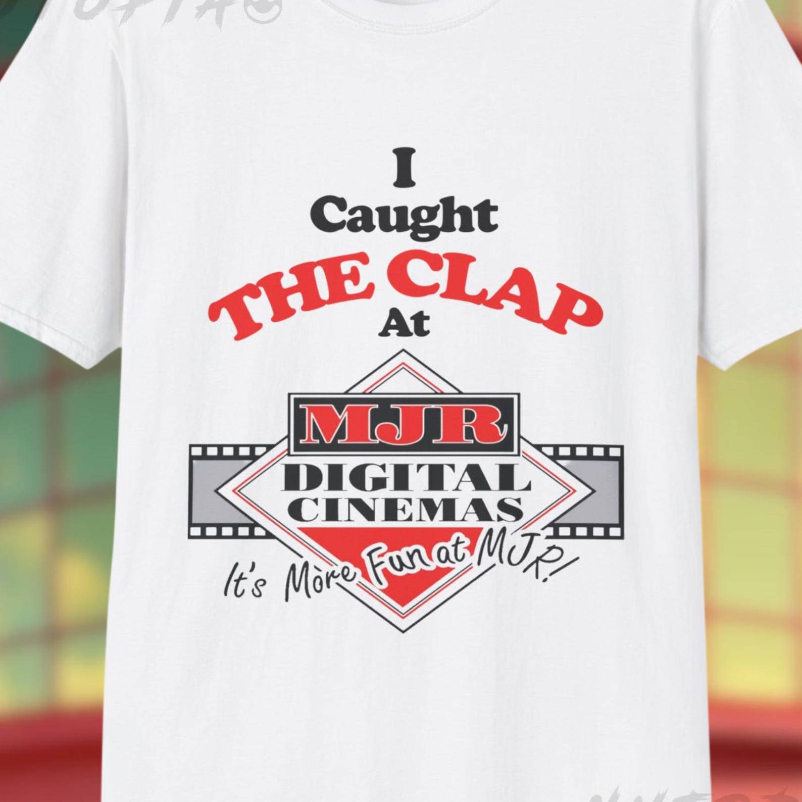 Funny Movie Theater Shirt Caught the Clap at MJR Graphic Tee | Millennial Meme Shirt | Cinema Joke Tee | Softstyle Unisex T shirt S
