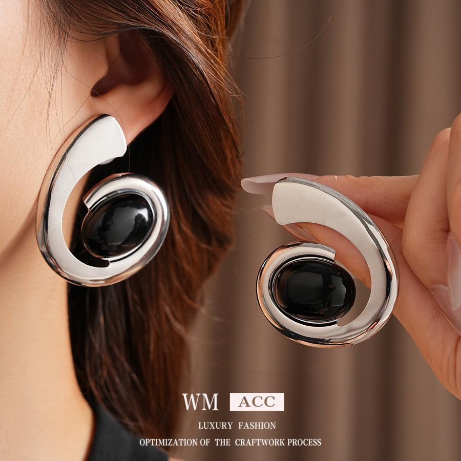 Retro Owalny Spiralny Dwuwarstwowy Garnitur Moda Damska Prosta Osobowość Wszechstronna Biżuteria Zmysł Designu Nisza Lekki Luksus