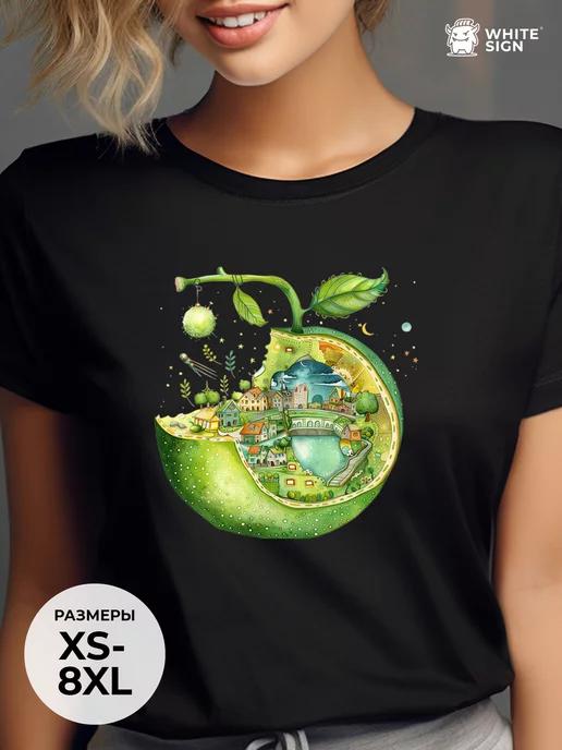 Bright oversized summer T-shirt ( Apple City ) 2XL