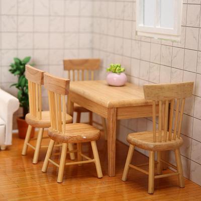 1:12 Ornament Wooden Tiny Mini Decorative Chair Dining Room Table Dollhouse Furniture