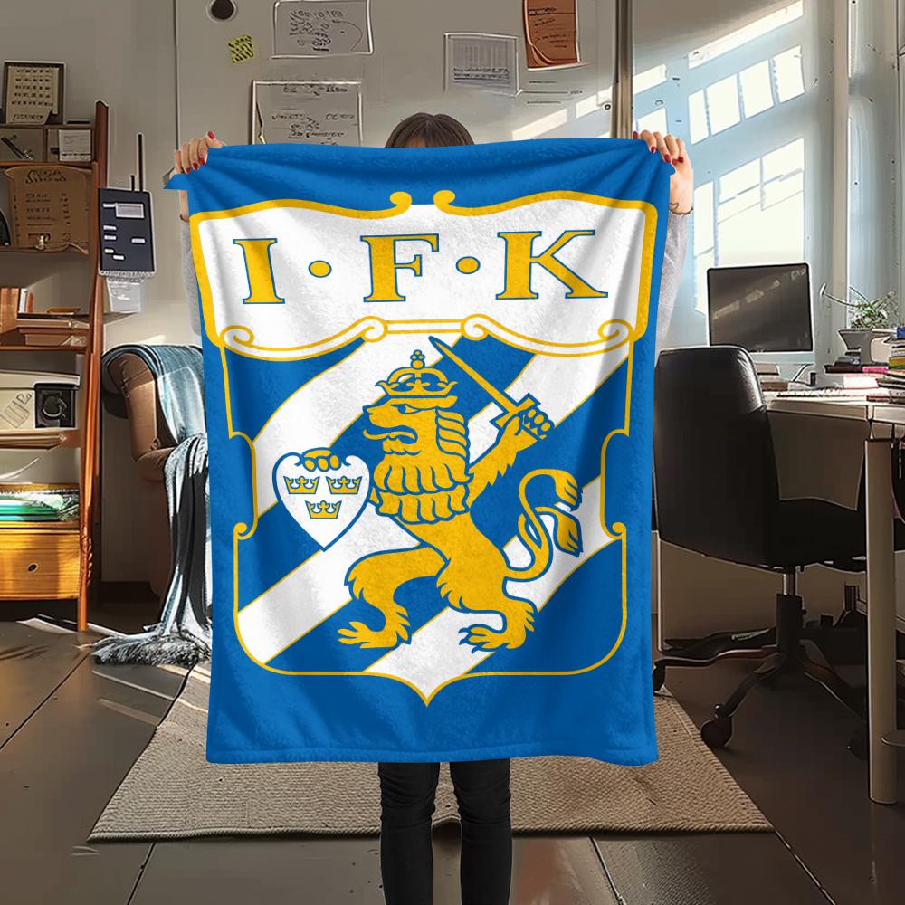 1PC IFK Göteborg Print Flannel Blanket, High quality Comfortable for All Seasons, Home Decor, Warmth and Comfort, Perfect for Christmas Gifts