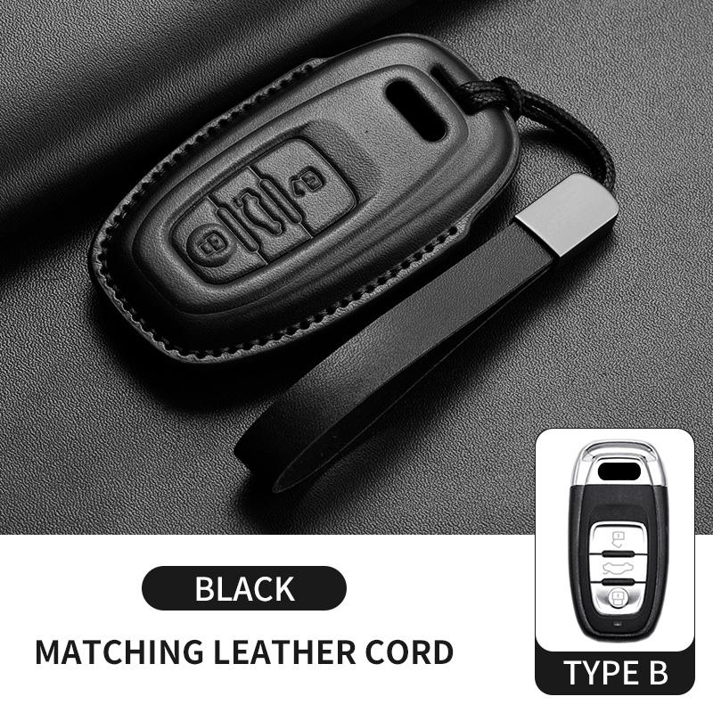 Auto Key Shell Fob for A4 A4L A5 Q5 Q7 TT TTS 8S B9 2016 2017 2018 Leather Car Remote Key Case Cover Keychain Accessories