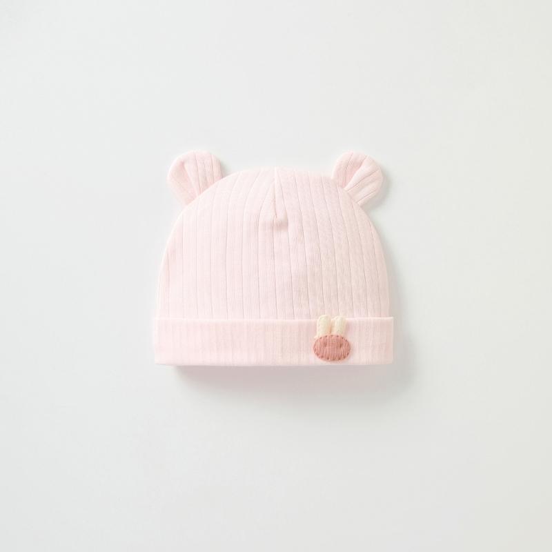 Lovely Newborn Hospital Hat Preemie Boys Girls Beanie Solid with Bear Pattern Infant Baby Hats for Spring Autumn Gift