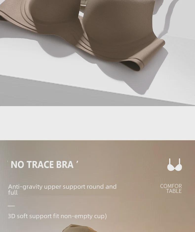 Damen Nahtloser Deep-V BH mit Weicher Stütze: Kleiner Brustvergrößerer, Hängeschutz, Ohne Bügel, Seitliche Brustsammlung.