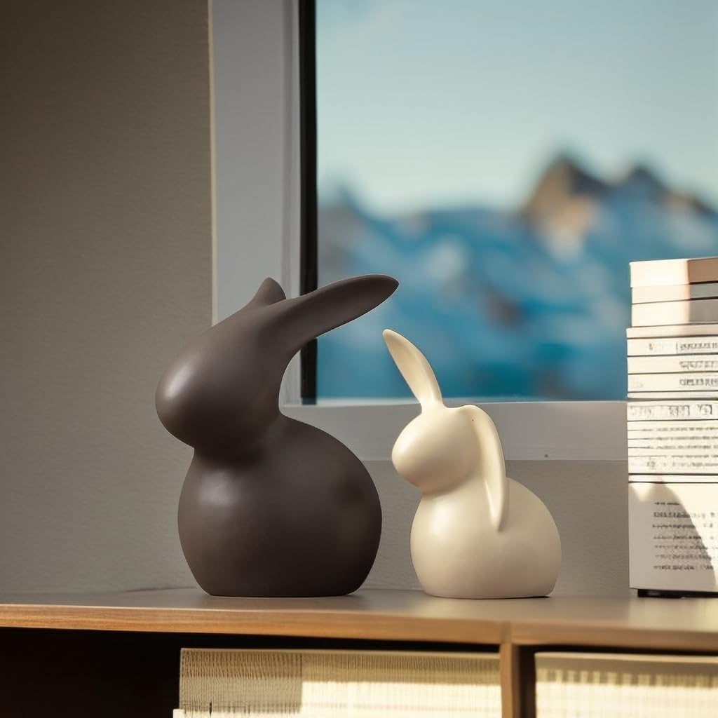Figura de conejo de cerámica de estilo escandinavo RemeeHi para interiores. Un conejo adorable y misceláneo. Regalo de boda, regalo de inauguración de la casa, regalo conmemorativo.