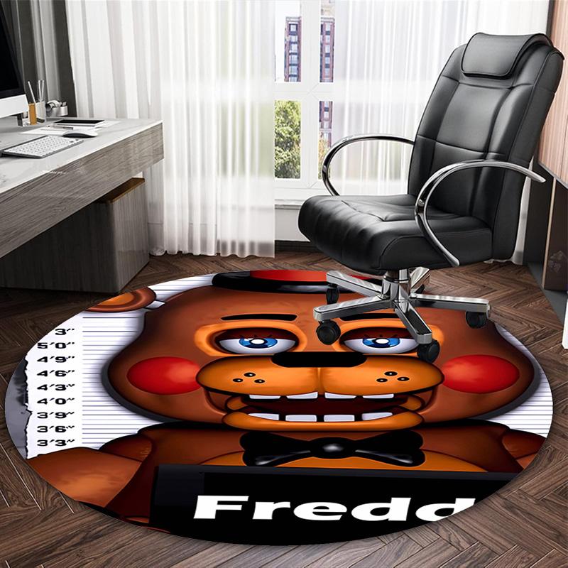 1pc Freddy Bear1 Print Round Carpet Chair Round Carpet Suitable for Bedroom Living Room Home Decorative Carpet