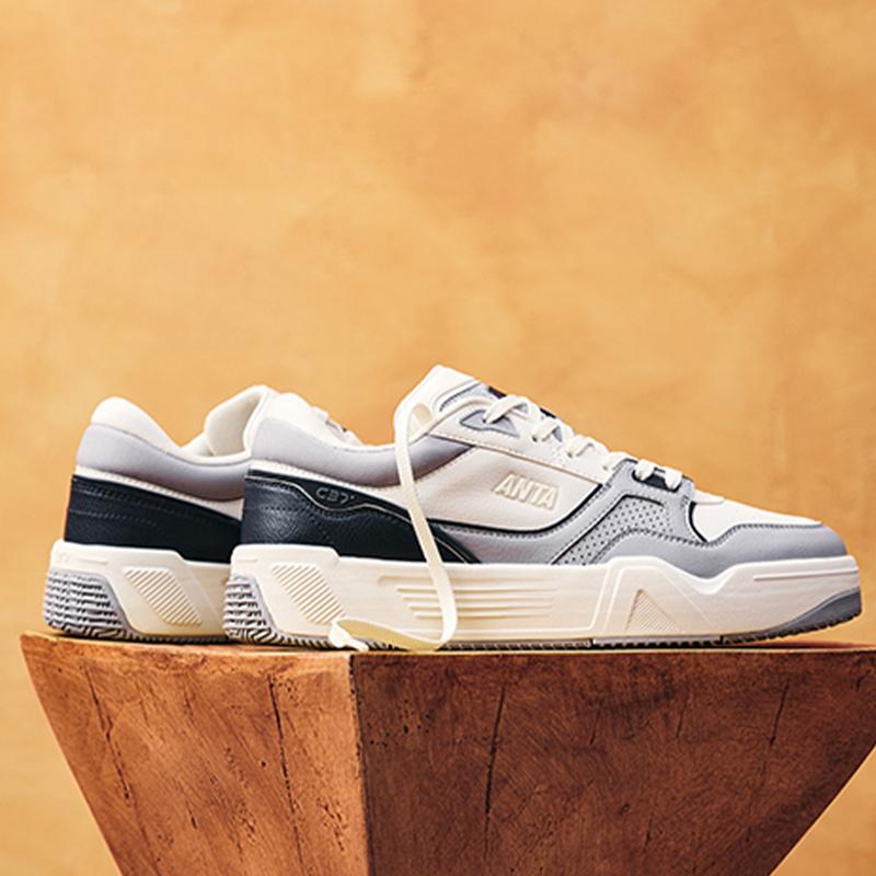 Anta Durable Low-Top Skate Shoes Men Sneakers White Gray 112438024-4