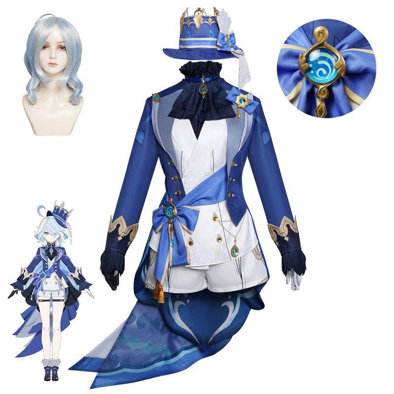 Genshin Impact Furina Cosplay Costume Fontaine Black Water God Costume Focalors Cosplay Outfit Anime Performance Costume