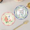 Floral Rubber Coaster Set With Thick Nonslip Material For Home Dining Decor