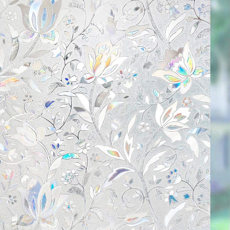 Window Privacy Film Static Window Clings Vinyl 3D Window Decals Window Stickers Rainbow Window Film for Control Anti UV